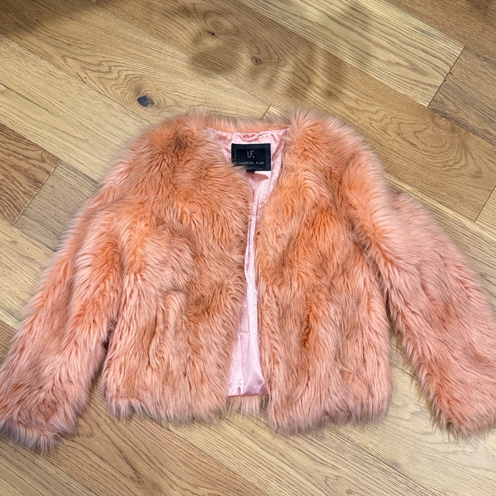 Unreal Fur Pink Faux Fur Jacket Ethical Womens Small